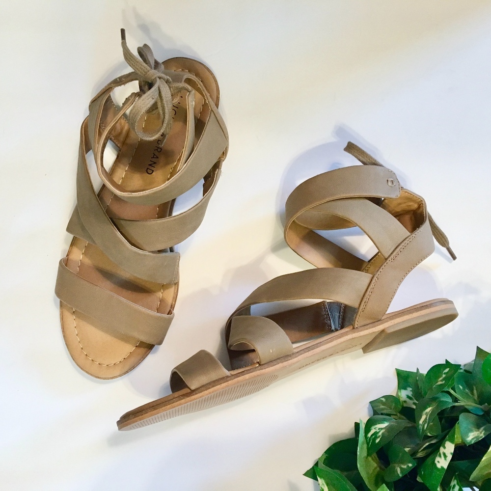 LUCKY BRAND Bandyta Tan Strappy Sandals Size 8.5